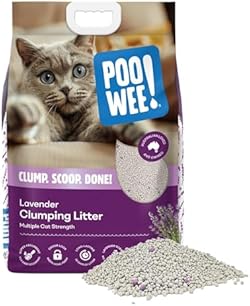 POOWEE! Clumping Lavender Cat & Kitten Litter, 7.5kg - Long Lasting Clumping and Scoopable Litter, Odour Neutr