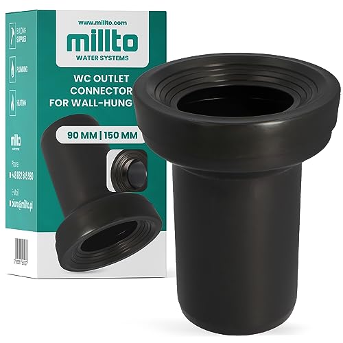 Millto™ Tuyau de vidange mural 90 x 150 cm connecteur pour WC drain d'égout tuyau de vidange de toilette en polypropylène à encastrer, raccord de tuyau d'évacuation d'égout