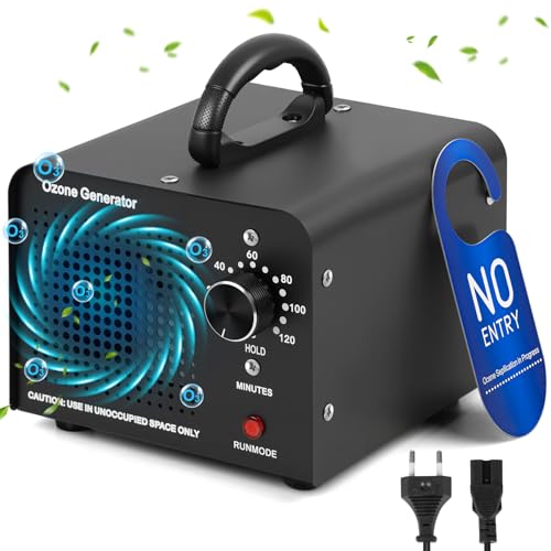 60.000 mg/h Gerador de Ozônio Industrial/Doméstico, 110 V Máquina de Ozônio de Alta Capacidade, Gerador de Ozônio Comercial com Temporizador de 120 Minutos, Remoção de Odor de Máquina de Ozônio