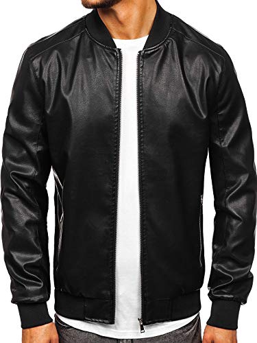 BOLF Herren Lederjacke Biker Jacket Kunstleder Ökoleder Motorrad Jacke Casual Elegant Style J.Boyz 1147 Schwarz XXL [4D4]