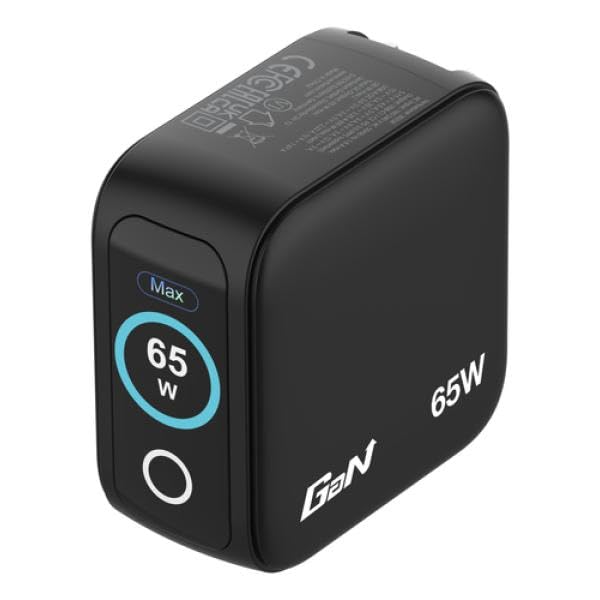 Verbatim Netzteil - mini, GaN, with display - 65 watt - Power Delivery 3.0 + PPS, QC 3.0 - 3 Ausgabeanschlussstellen (2 x USB-C, USB Typ A)
