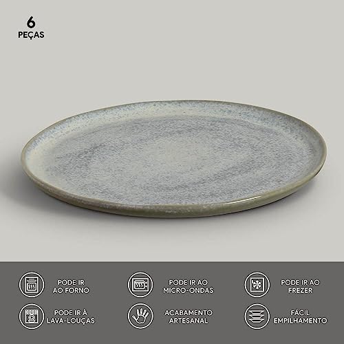 Conjunto c/ 6 Pratos Raso Bio Green Granite Ø 27,5 cm