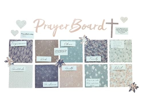 Pink Paper Dragon Prayer Board Kit - Dusty Floral with Pins & Bible Verse Quotes - Christian Gift for Women - Wall Art for Living Room, Home Office, Bedroom
