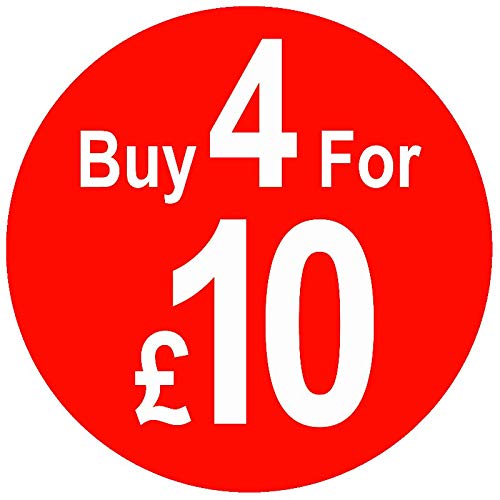 Buy X for £X Multi Buy Price Stickers - Red, 4 for £10, 45mm, 100 — image 1