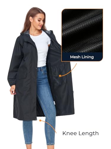 SaphiRose Women's Packable Black Rain Jacket – Lightweight & Waterproof for Anytime Adventures! - Image 4