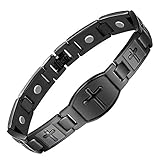 Jecanori Magnetic Bracelets for Men,Titanium Steel Bracelet for Men with Magnets,Adjustable Length with Sizing Tool,Magnetic Field Therapy(Black)