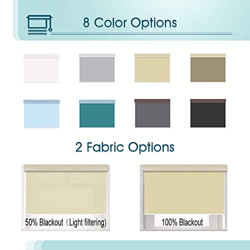 Motorized Blackout Cordless Window Shades, Remote Control Wireless and Rechargeable Window Blinds with Metal Valance, Beige Light Filtering Roller Shades Blinds for Windows, Doors, Home, Office