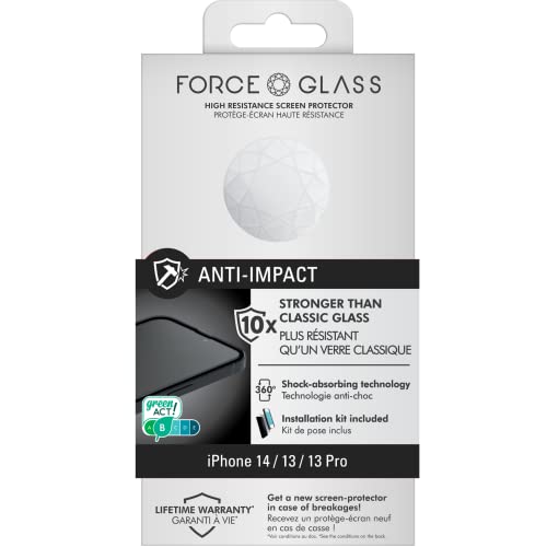 Protège écran iPhone 13 / 13 Pro Force Glass anti-impact avec garantie à vie