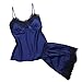 Produktbild Allence Nachtwäsche Damen 3 Stück Schlafanzüge Satin Träger Mit Augenmaske Dessous Sexy Split Zurück Pyjama Set mit Short Negligee Sleepwear Sets Kurz