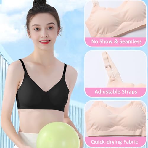 Girls Training Bras Teen Zero Feel Wireless Sports Underwear Bralettes with Adjustable Eye Hook for Kids 12-18 Years3