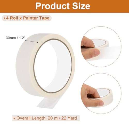 Image of PATIKIL Masking Tape 1.2 Inch Wide, 4 Roll 22 Yard Painters Tape Bulk No Residue Craft Tape for Wall Painting Labeling Car Painting Home DIY Flower Crafts Decoration, Beige