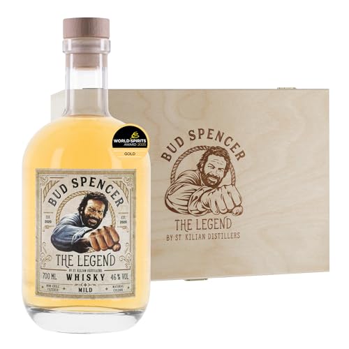 Bud Spencer Whisky Geschenk Box - The LEGEND - [MILD 46% Vol 0 7l] Deutscher Premium Whiskey aus ausgewählten Fässern - Bud Spencer und Terence Hill Fanartikel - Whisky Geschenke für Männer