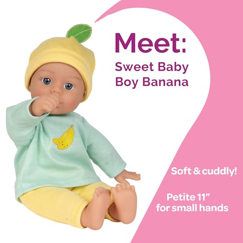 Adora Sweet Baby - 11” Soft & Cuddly Baby Doll, Realistic Features, Gentle Scent, Machine Washable, Lightweight & Easy to Hold | Adorable Playmate (Banana)