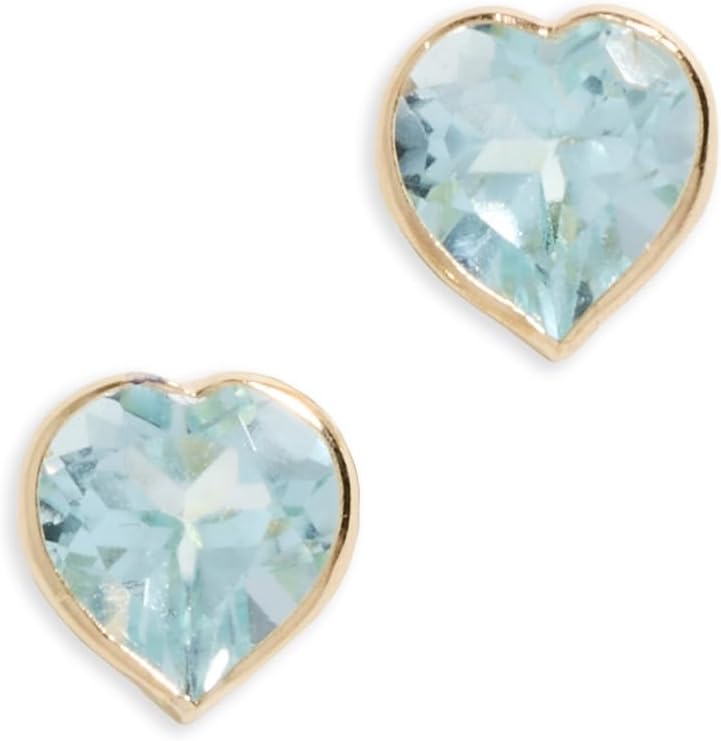 JIA JIA Women's Blue Topaz Heart Stud Earrings, Blue, One Size