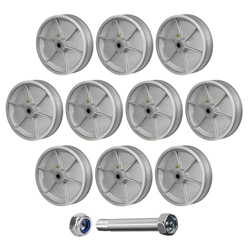 Image of 8 Inch V-Groove Steel Wheel, 7 /8 inch Wide 90 Groove Fits 1 inch Angle Iron Track, Heavy Duty Industrial Track Wheel with Relief Groove, High Load Capacity(10 Pack)