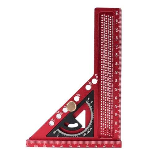 Walmeck Multi Angle Measuring Ruler Adjustable Aluminum Alloy Anodized Finish Miter for Woodworking (Red and Black)