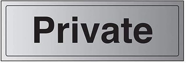 VSafety General Door-Private Sign - 300mm x 100mm - Self Adhesive Alu Effect