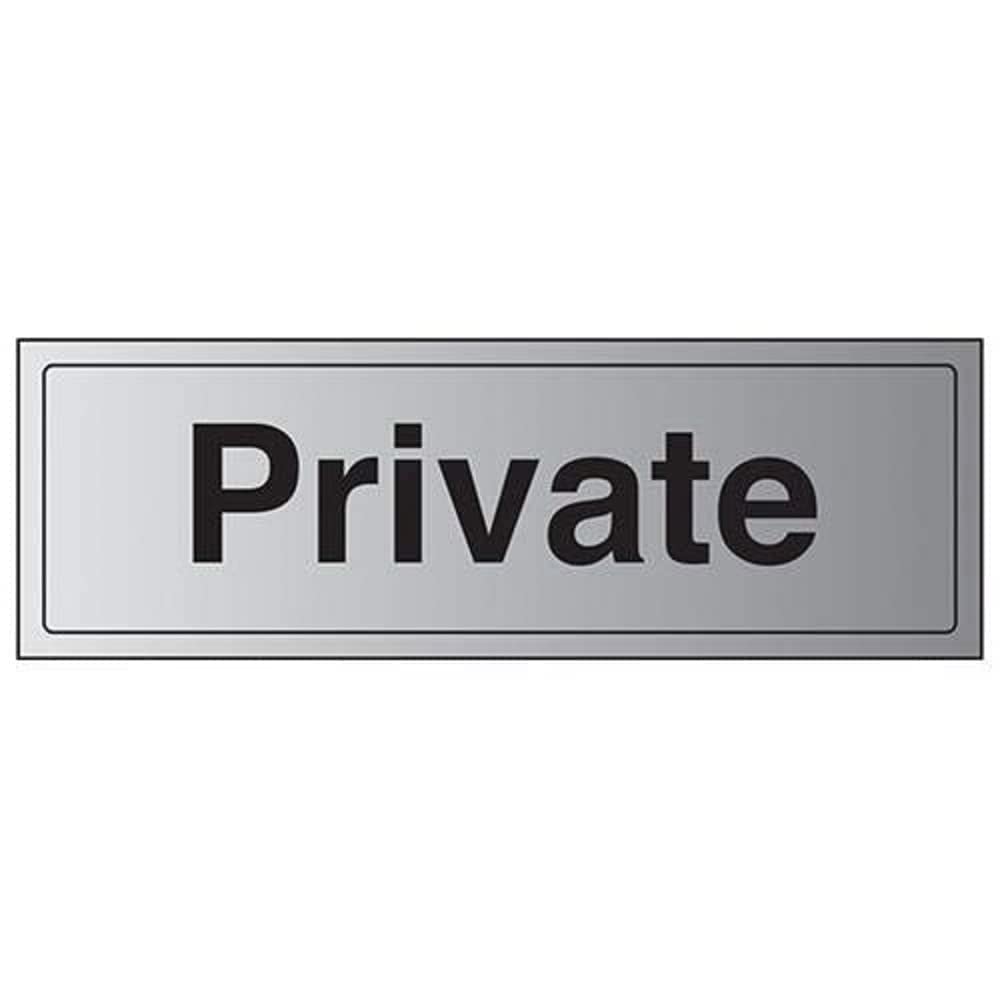 V SafetyGeneral Door-Private Sign - 300mm x 100mm - Self Adhesive Alu Effect