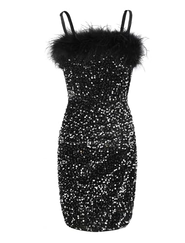 EXARUS Girls Sequin Bodycon Dress Ruched Teen Sparkle Spaghetti Strap Mini Special Occasion Velvet Homecoming Fancy Cute