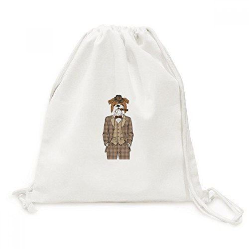Sac à dos cordon toile drawstring backpack voyage avec motif aquarelle beau chien