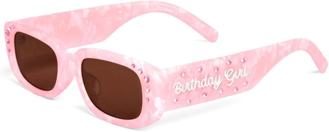 xo, Fetti Birthday Girl Sunglasses | Pink Marble, Rhinestone Frames, Party Accessory, Happy Birthday Glasses, 21st, 30th