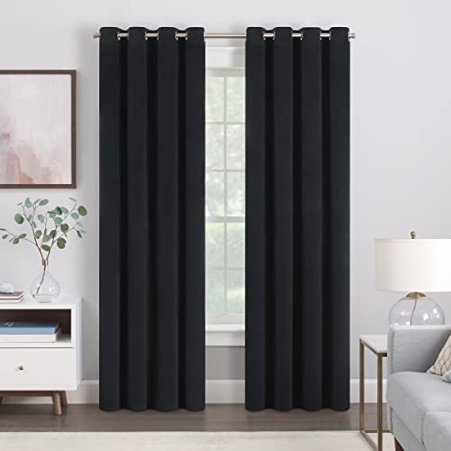 Rideaux en velours occultants de luxe noirs pour chambre à coucher Eclipse - 3