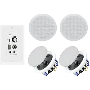 Herdio Home Audio Package in Wall Bluetooth Amplifier Volume Control Receiver Wall Plate with 6.5 Inch 640W Ceiling Speakers(2 Pairs)
