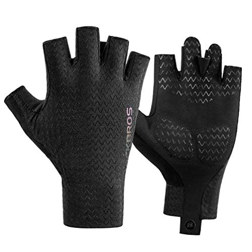ROCKBROS(ロックブロス)サイクルグローブ 夏 サイクリンググローブ 自転車 グローブ 指切り 冷感 uvカット 吸汗速乾 通気 軽量薄手 滑り止め メンズ(XL)