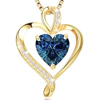 LAVUMO Collier Coeur pour Femme Argent Sterling 925 Or Rose Pendentif D'amour pour Femme Colliers Cadeaux pour Elle Cadeau de Noël Anniversaire,Chaîne Réglable Hypoallergénique (Or-09-Septembre)