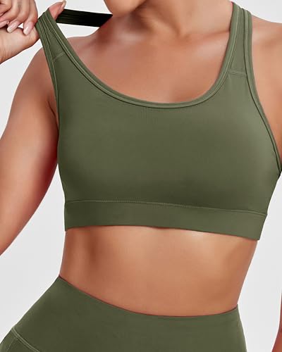 Image of Oalka Women's Racerback Sports Support Workout Running Bras | Oalka Women's Racerback Sports Support Workout Running Bras