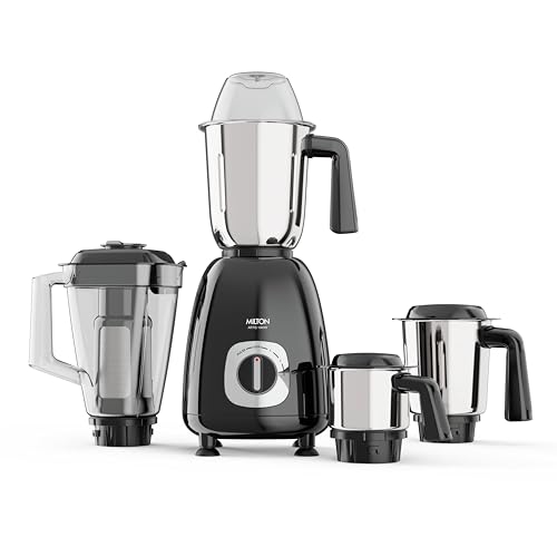 Image of Milton Artis Mixer Grinder, ISI Certified, Grindstone Blade Technology, 4 Jar, 1000 W (22000 RPM), 5 yr motor warranty, 2 yr product warranty I Black