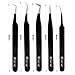 Eyelatic Eyelash Tweezers Set of 5 PCS for Volume Lash Extensions, J2 Japanese Stainless Steel Tweezers black
