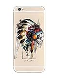 iPhone 6 Case, DECO FAIRY® Protective Case Bumper[Scratch-Resistant] [Perfect Fit] Ultra Slim Translucent Silicone Clear Case Gel Cover for Apple iPhone 6 (Native Indian Skull)