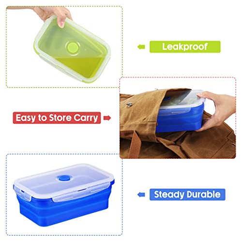 4 Sets 16 Pcs Silicone Food Storage Containers With Lids Collapsible Meal Prep Container Silicone Food Box Microwave Lunch Containers Leftover Meal Box, Dishwasher And Freezer Safe (Multicolor) #TOP3