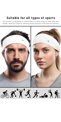 Image of Duwoni Sports Headbands for Men, Moisture Wicking Workout Headband, Sweatband Headbands for Running,Cycling,Football,Yoga,Tennis,Hiking,Hairband for Women and Men