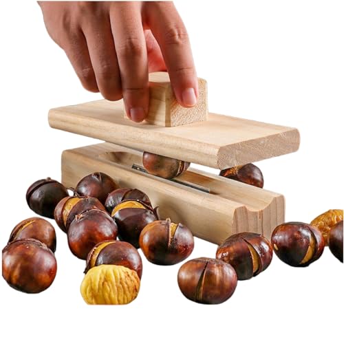 栗むき器 栗クリップ くりむき器 皮剥き器 ピーラー 皮むき器 栗剥き栗カッター 木製栗オープナー 手動栗クラッカーツール 栗むきツール ナッツクラッカー 多機能殻むき機、蓮の実、ゴゴニョ、水栗用 (1つ)