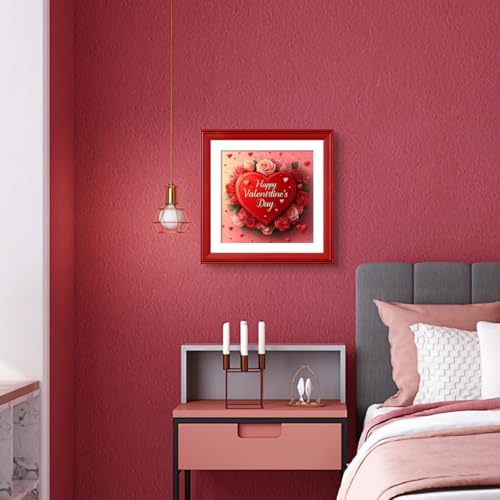 Image of Zhenqing Valentine's Day Cross Stitch Kit for Adults - Red Heart Rose & Owl Floral Design | 11CT 7.87 inchx7.87 inch Stamped Embroidery Kit with Thread, Fabric | DIY Craft Gift (68789)