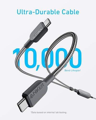 Image of Anker USB C to USB C Cable, 140W Max 2-in-1 USB C Cable 1.8 m, for iPhone 16 /16 Pro /16 Pro Max /16 Plus /15 Series, Galaxy S24 /S23, MacBook Air /Pro, Lenovo, HP, iPad, and More (USB 2.0, Braided Design)