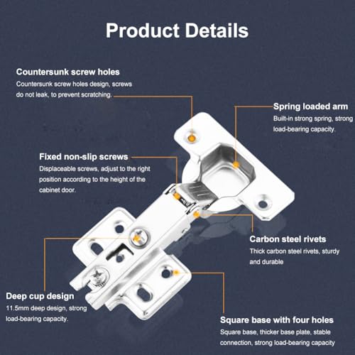 Scharniere für Schranktüren,6 Schrankscharnier,Topfscharnier,Möbelscharniere,Möbel Scharnier,Soft Close Hydraulisch Scharniere,35mm Topfscharnier,Full Overlay,Leise Hydraulisch,für Küchenschranktüren