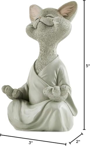 JFSM INC. 5" Whimsical Happy Cat Buddha Figurine – Zen-Inspired Resin Cat Statue – Meditating Animal Sculpture for Mindful Home or Office Decor – Peaceful Gift for Cat Lovers and Yoga Fans