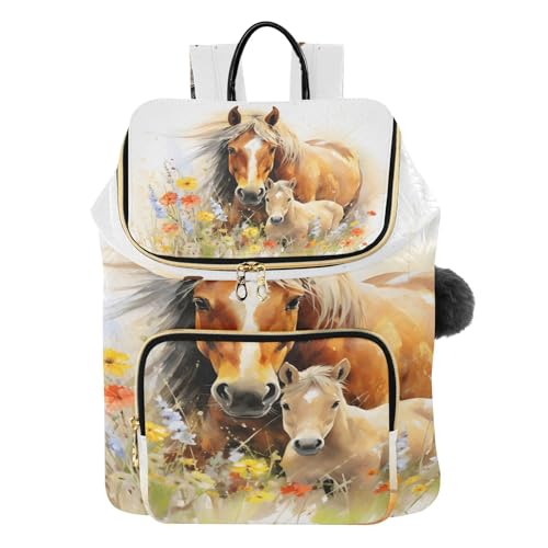 Sac à dos de voyage femme pour weekends et travail avec imprimé cheval bohème