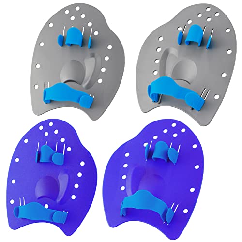 2 Pairs Swim Paddles Swimming Paddles Swim Gear Hand Training Paddles Swimming Exercise Gloves Water Resistance Palm Paddle With Adjustable Strap For Men Women Beginner Workout Fitness, 2 Colors #TOP27