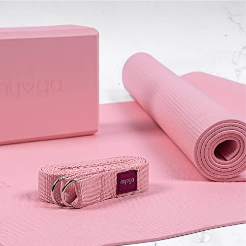 Myga Yoga Starter Set - Yoga Mat, Yoga Block Brick & Metal D-Ring Yoga Strap - Starter Kit for Beginners great for Pilates, Yoga, Stretching, Health & Fitness - Complete Home Studio Set for Gifting - Image 4