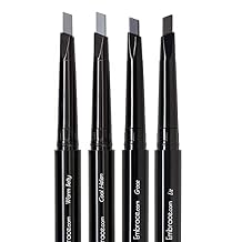 Eye Embrace Light and Medium Gray Eyebrow Pencils 4-Pack Bundle Waterproof, Double-Ended Automatic Angled Tip & Spoolie Brush, Cruelty-Free