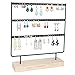 BOSIXTY Earing Holder Organizer, 3-Tier Stud Earring Organizer Earring Stand, Earring Holders for Jewelry Display, 69 Holes Wooden Base Jewelry Organizer for Hanging Earrings(Black)