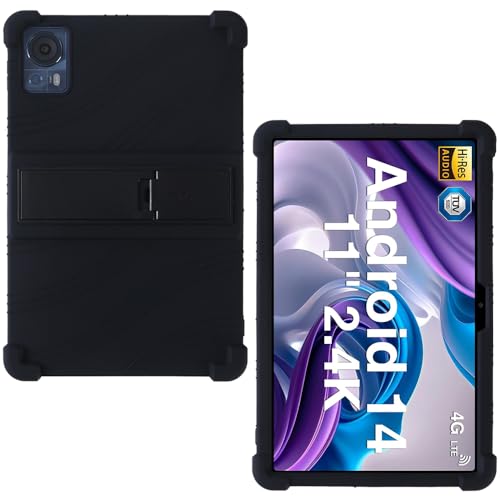 AKNICI Custodia Silicone per DOOGEE T35/ DOOGEE T30SE/ DOOGEE T30S/ DOOGEE T40/ DOOGEE T30E/ DOOGEE T30 Ultra/DOOGEE T30 Pro Tablet 11 Pollici, Protettiva Cover con Supporto Integrato, Nero