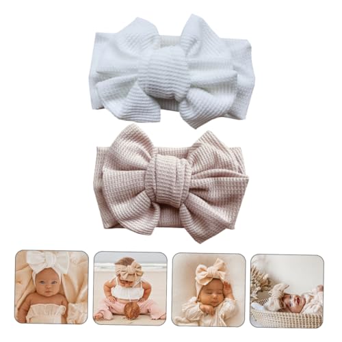2Pcs Hair Bow Headbands Large Waffle Knit Bowknot Hair Accessories for Newborn Soft Elastic Comfortable for Festival Holiday Celebration2