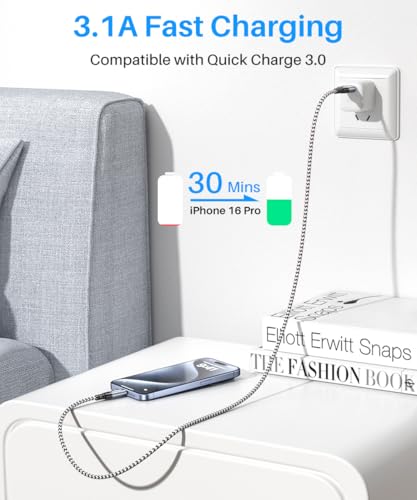 USB A to USB C Cable [2-Pack 0.9M/3FT], 3.1A Fast Charging & 10Gbps Data Transfer USB 3.2 Gen 2 Type C Charger Cord for Android Auto, iPhone 15 Plus, Samsung Galaxy S20/S10, Moto G