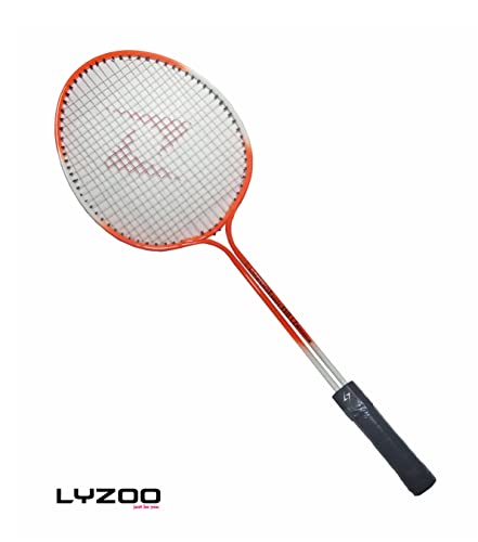 Image of LYZOO Set of 1 Pair Double Shaft Badminton Racquet Air Tube Aluminium Shaft with 3pc Nylon Shuttle Cork | Soft Grip | Light Weight | Strung Badminton Racquet | Gym Equipment for Home Gym Workout