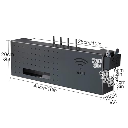 Boîte routeur Wi-Fi et décodeur : étagère murale pour salon épuré